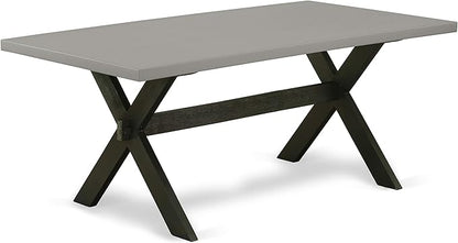 East West Furniture X697FL624-7 7 Piece Dining Room Furniture Set Consist of a Rectangle Dining Table with X-Legs and 6 Black Linen Fabric Parsons Chairs, 40x72 Inch, Multi-Color