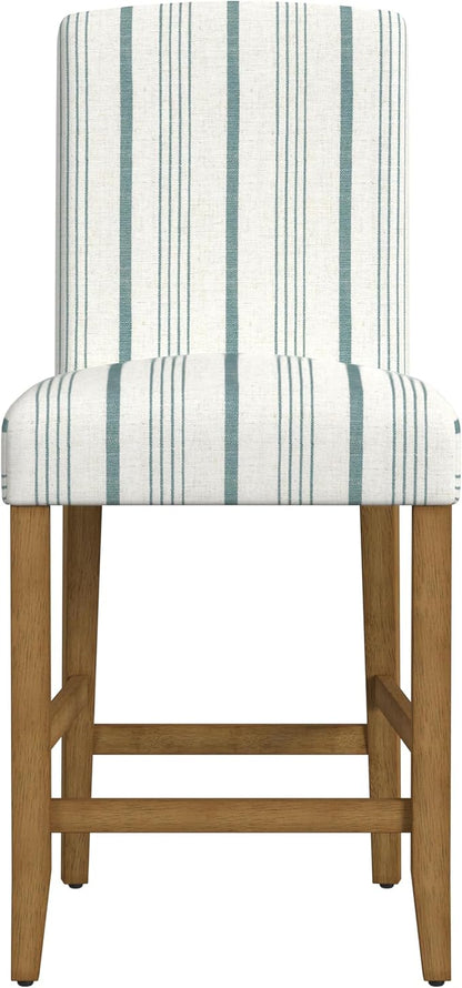 HomePop Curved Back 24" Barstool - Blue Calypso Stripe
