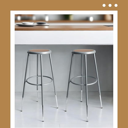 OEF Furnishings (2 Pack Height Adjustable Steel Stools, Grey, 31-39"