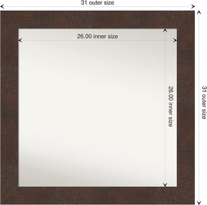 Amanti Art White Bathroom Mirror for Over Sink, 30x30 Wedge White Square Vanity Mirror, Large Modern Frame, Hangs Horizonally and Vertically, Bathroom Wall Decor, Non-Beveled Edge from WI, USA