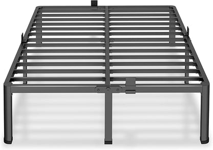 MAF 20 Inch King Size Bed Frame with Round Corner Legs Mattress Slide Stopper No Box Spring Needed Heavy Duty Metal Platform Bed Frames Under-Bed Storage Space, 3000 LBS Steel Slats Support