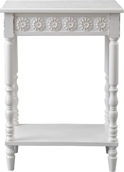 SOFE White Wood End Table, Modern Living Room Side Table, Sofa Couch Table Bedside Table, Narrow Nightstand for Bedroom, Suit for Small Space