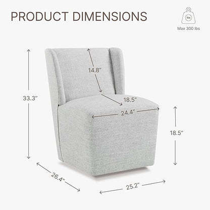 Dining Chairs with Casters Require Assembly Upholstered Wingback Single Sofa Armless Deskchair for Bedroom Waiting Room Kitchen Diningroom