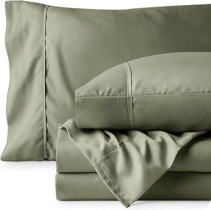 Bare Home California King Sheet Set - 1800 Ultra-Soft Microfiber Cal King Bed Sheets - Double Brushed - Deep Pockets - Easy Fit - 4 Piece Set - Bed Sheets (California King, Sage)