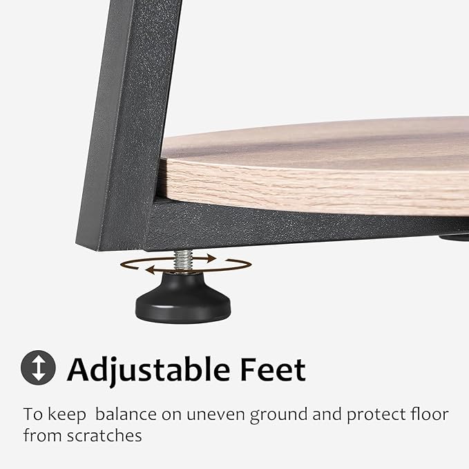 BEWISHOME Round End Table with Charging Station, Side Accent Table with 3-Tier Shelves, Small Couch Table for Living Room Greige KTZ51G