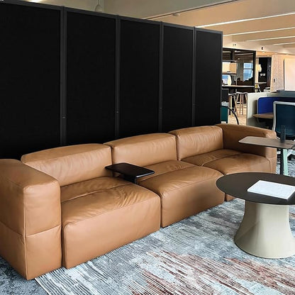 Folding Room Partition,Privacy Room Screen with Arms,Office Dividers Partition Wall,10'2"L* 6'7"H,Black