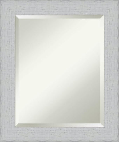 Amanti Art White Bathroom Mirror for Over Sink, 24x20 Shiplap White Rectangle Vanity Mirror, Small Coastal Wood Frame, Hangs Horizonally and Vertically, Bathroom Wall Decor, Beveled Edge from WI, USA
