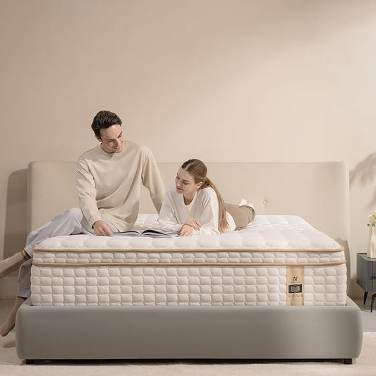 King Mattress,14 Inch King Size Hybrid Mattress in a Box,Medium Firm King Size Mattress Memory Foam,with Individual Pocket Spring for Motion Isolation & Silent Sleep & Pressure Relief, CertiPUR-US