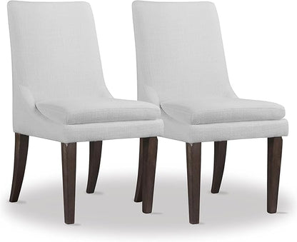 Upholstered Dining Chairs Modern Sidechair Performance Fabric High Back Armlesschair for Diningroom Kitchen,White,Set of 2(1 Box)