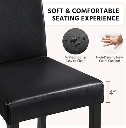 Yaheetech Dining Chairs Set of 2 Faux Leather Modern Dining Room Chairs with Rubberwood Legs and Padded Seat for Kitchen/Living Room/Restaurant, Black