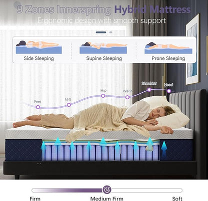 King Mattresses, 10 Inch Hybrid King Mattress in a Box, Memory Foam and Individual Pocket Spring Breathable Comfort for Sleep Supportive and Pressure Relief, CertiPUR-US, 80"*76"*10"
