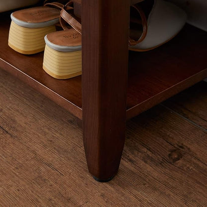 XKZG Storage Bench Wooden Shoe Rack Bench Rustic Solid Wood Entryway Bench (Brown,31.5")