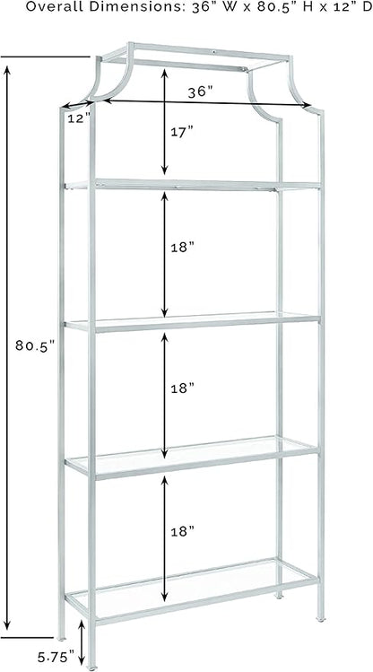 Crosley Furniture Aimee Bookshelf with Glass Shelves, Bookcase Storage, Gold and Glass