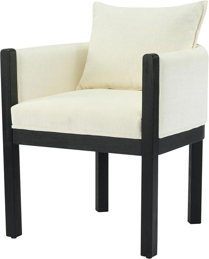 Christopher Knight Home Lucid Linen Upholstered Dining Chairs Set of 2, Rubber Wood Dining Room Chairs, Modern Armchair, Extra Seating for Dining Room, Versatile Indoor Furniture, White + Black