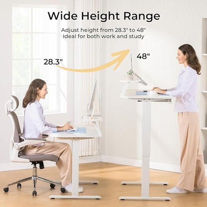 COMHOMA Electric Standing Desk with Drawers, 55 x 24 Inch Sit Stand up Desk with Monitor Stand, Laptop Stand, Height Adjustable Ergonomic Home Office Computer Desks with Memory Preset Controller