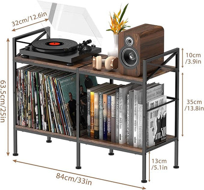 Vinyl Record Storage,Record Player Cabinet,Record Player Stand with Vinyl Storage,Up to 200 Albums,Stereo Cabinet for Living Room,Bedroom,Brown