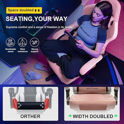 GTPLAYER Gaming Chair, Computer Office Chair with Pocket Spring Cushion, Linkage Armrests and Footrest, High Back Ergonomic Computer Chair with Lumbar Support Task Chair with Footrest
