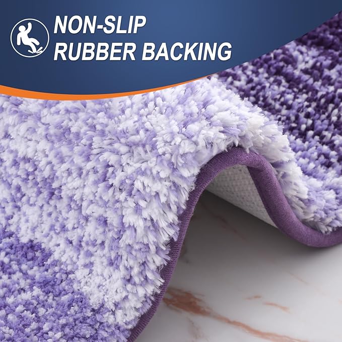 OLANLY Bathroom Runner Rugs 59x24, Extra Soft Absorbent Microfiber Bath Rugs, Rubber Backing, Quick Dry, Machine Washable Bath Mats for Bathroom Floor, Tub and Shower, Home Decor Accessories, Violet