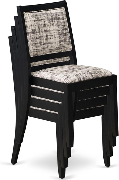 X02X2-206-30 5-pc Dining Room Table Set a Rectangular Kitchen Table and 2 Benches and 2 Wire Brushed Black Polyester Stackable Chairs, 39x120 Inch, Wire Brushed Black