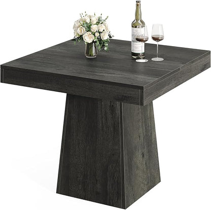 Tribesigns Square Dining Table for 4, 31.5-Inch Small Kitchen Table with Sturdy Pedestal Base, Farmhouse Dinner Table for Dining Room, Living Room, Kitchen (Gray)
