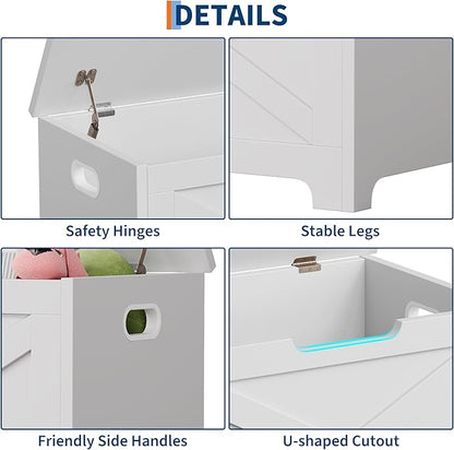 GarveeHome 23.6" Storage Chest, Wooden Storage Bench with Safety Hinge, Easy Assembly, Large Toy Chest for Entryway, Living Room, Bedroom