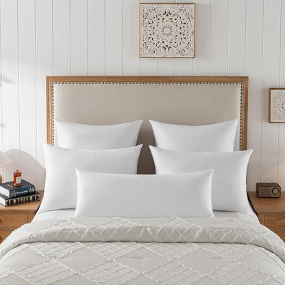 16X26 Oblong Feather & Down Pillow Insert, 100% Cotton Fabric, Set of 2, White