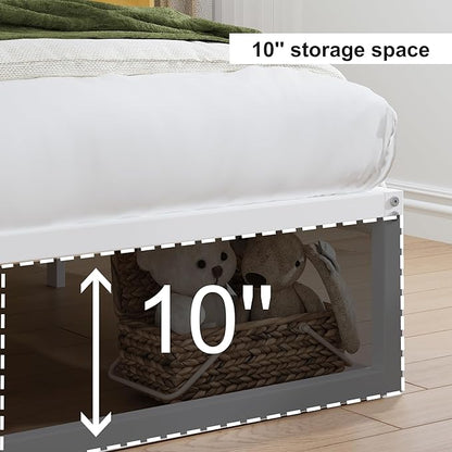 EMODA 12 Inch California King Bed Frame, Metal Platform White Bed Frame No Box Spring Needed, Heavy Duty Steel Slats Support, Easy Assembly, Noise Free