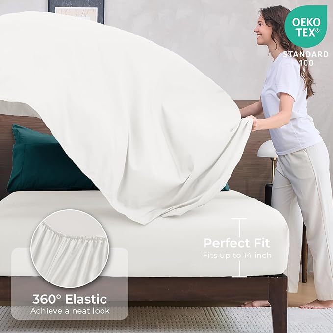 HEVUMYI Full Comforter Set - 7-Piece All Season Bed in a Bag Full, Ultra Soft Bedding Set with Comforter, Flat Sheet, Fitted Sheet, Pillowcases, Pillow Shams, Peacock Blue & Ivory