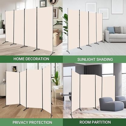YASRKML Room Divider Folding Privacy Screens, Portable Room Divider Panel 4 Panel Partition Room Dividers Screen, Freestanding Room Partitions and Dividers Fabric Dividers for Room Separation, Beige