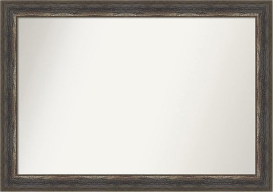 Amanti Art Brown Bathroom Mirror for Over Sink, 29x41 Alta Rustic Char Rectangle Vanity Mirror, Large Country Rustic Frame, Hangs Horizonally and Vertically, Bathroom Wall Decor, Non-Beveled Edge
