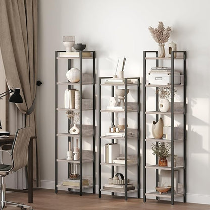 5-Tier Bookshelf, Bookcase, Shelves Organizer for Small Spaces, Storage Shelf Organizer, for Living Room, Bedroom, Study, Balcony, Greige and Black BKHG5501