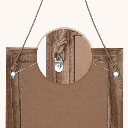QDSSDECO 16"×20" Wall Mirror Farmhouse Decor Rectangular Mirror Hanging for Bathroom, Vanity, Bedroom, Entryway, Living Room,Brown