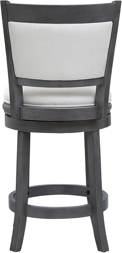 Ball & Cast Upholstered Swivel Counter Stools Kitchen Bar Stools 24" Seat Height Wooden Stool Chair, Cream White Set of 1