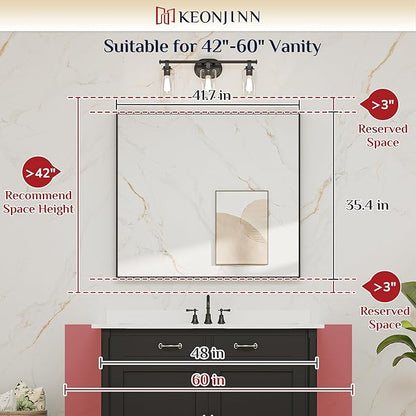 Keonjinn 42 x 36 Inch Blue Framed Mirror Bathroom Vanity Mirror for Wall Metal Frame Rectangle Navy Blue Bathroom Mirror Large Square Corner Modern Farmhouse Mirror for Over Sink(Horizontal/Vertical)