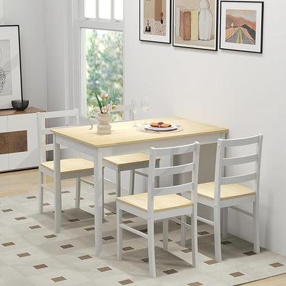 Giantex Dining Table Set for 4, Dining Room Table Set for 4, Breakfast Nook with Kitchen Table, 4 Dining Chairs, Compact Space-Saving Dinette Set for Small Space, Kitchen Table Chairs Set of 4 (Beige)