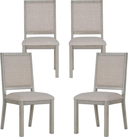 COLAMY Modern Rectangular Dining Table Set, 60" L x 36" W x 30" H, Grey Wood & Fabric, 4-6 Person Capacity, Requires Assembly