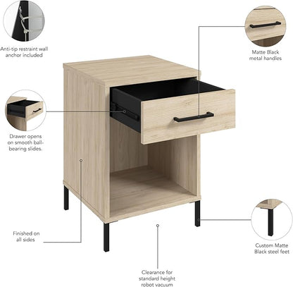 Bush Furniture Essence Small End Table with Drawer | Shelves, Home Organization, and Storage for Living Room, Bedroom, or Entryway
