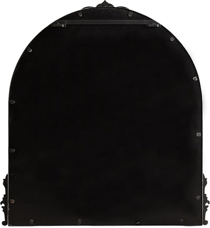 Kate and Laurel Myrcelle Traditional Arched Mirror; 30 x 32; Black; Decorative Large Arch Mirror with Ornate Garland Detailing Along The Crown and Edges of The Frame