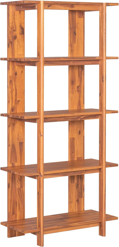 Christopher Knight Home Milio Modern 4 Shelf Bookcase, Acacia Solid Wood Book Organizer with Non-Slip Foot Pads, Sturdy Open Storage Shelf, Big Book Shelf, Floor Standing Unit, 70.20'' Height, Teak