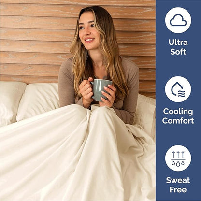 Queen Size 4 Piece Sheet Set - Comfy Breathable & Cooling Bed Sheets Set - Hotel Luxury Bedding for Women, Men, Kids, Teens, Boys & Girls - Deep Pockets, Soft and Wrinkle Free - Oeko-Tex - Off White