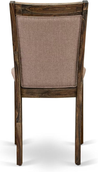 East West Furniture V777MZ716-9 9 Piece Dining Table Set Includes a Rectangle Dining Room Table with V-Legs and 8 Dark Khaki Linen Fabric Parsons Chairs, 40x72 Inch, Multi-Color