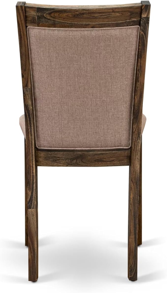 East West Furniture V797MZ716-6 6 Piece Kitchen Table Set Contains a Rectangle Dining Table with V-Legs and 4 Dark Khaki Linen Fabric Parson Chairs with a Bench, 40x72 Inch, Multi-Color