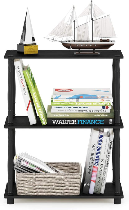 Furinno Turn-N-Tube 3-Tier Compact Multipurpose Shelf Display Rack with Classic Tube, Americano/Black