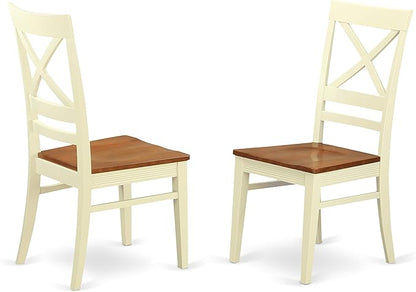 East West Furniture QUIN7-WHI-W 7 Piece Dining Set Consist of a Rectangle Dining Room Table with Butterfly Leaf and 6 Wood Seat Chairs, 40x78 Inch, Buttermilk & Cherry