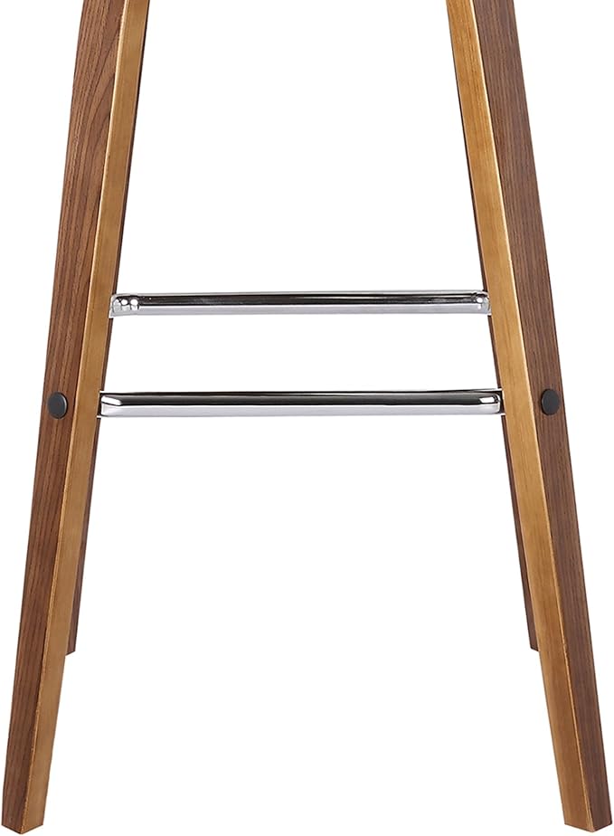 Armen Living Vienna 26" Swivel Counter Stool in Walnut Wood Finish with Brown Faux Leather - Set of 2