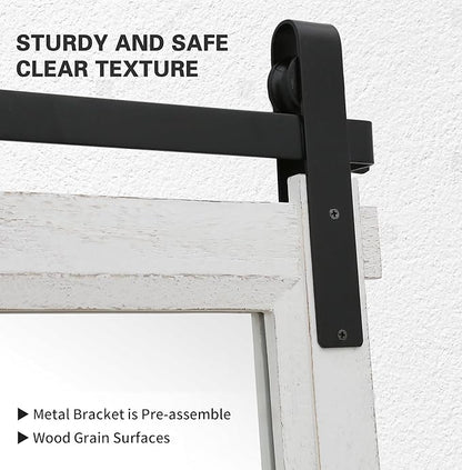 Bathroom Barn Door Mirror: 42"x28" White Farmhouse Wood Frame - Rustic Wall Mirror for Entryway/Living Room Wall Decor