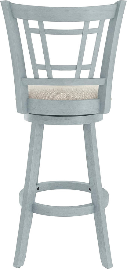 Hillsdale Fairfox 30.5" Wood Swivel Bar Height Stool, Blue Wire Brush