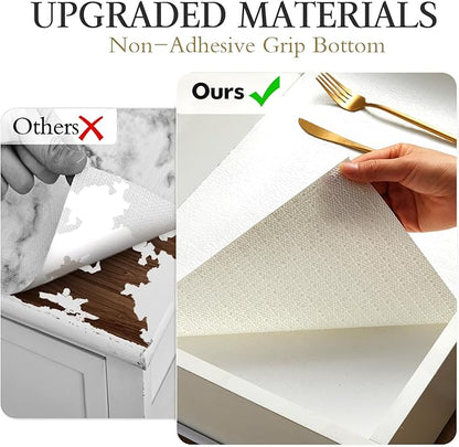 Beautysaid Shelf and Drawer Liner for Kitchen Cabinet, Non Adhesive Non Slip Shelf Paper Waterproof Washable Thickened for Dresser Pantry Shelve Bathroom Protector Liner(White,23.6 in x 30 FT)