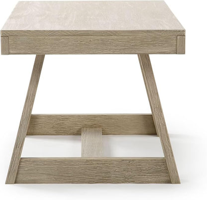Plank+Beam Classic Rectangular Coffee Table, 40 Inch Farmhouse Coffee Table, Mini Center Tables for Small Spaces, Small Living Space Tea Table, Seashell Wirebrush