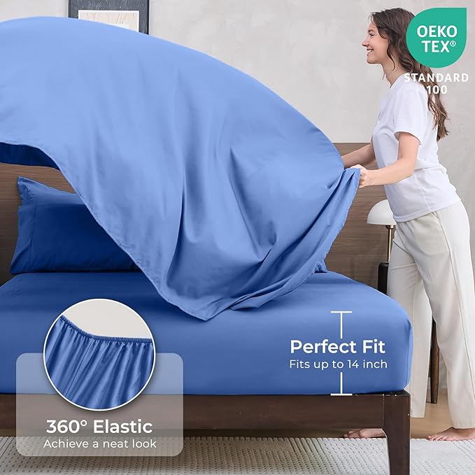 HEVUMYI Royal Blue King Comforter Set - 7-Piece All Season Bed in a Bag King, Ultra Soft Bedding Set with Comforter, Flat Sheet, Fitted Sheet, Pillowcases, Pillow Shams